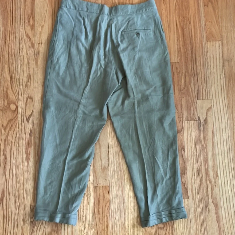 Wilfred Size 4 Olive Green Linen Blend Allant Cropped‎ Trouser Pants A15
